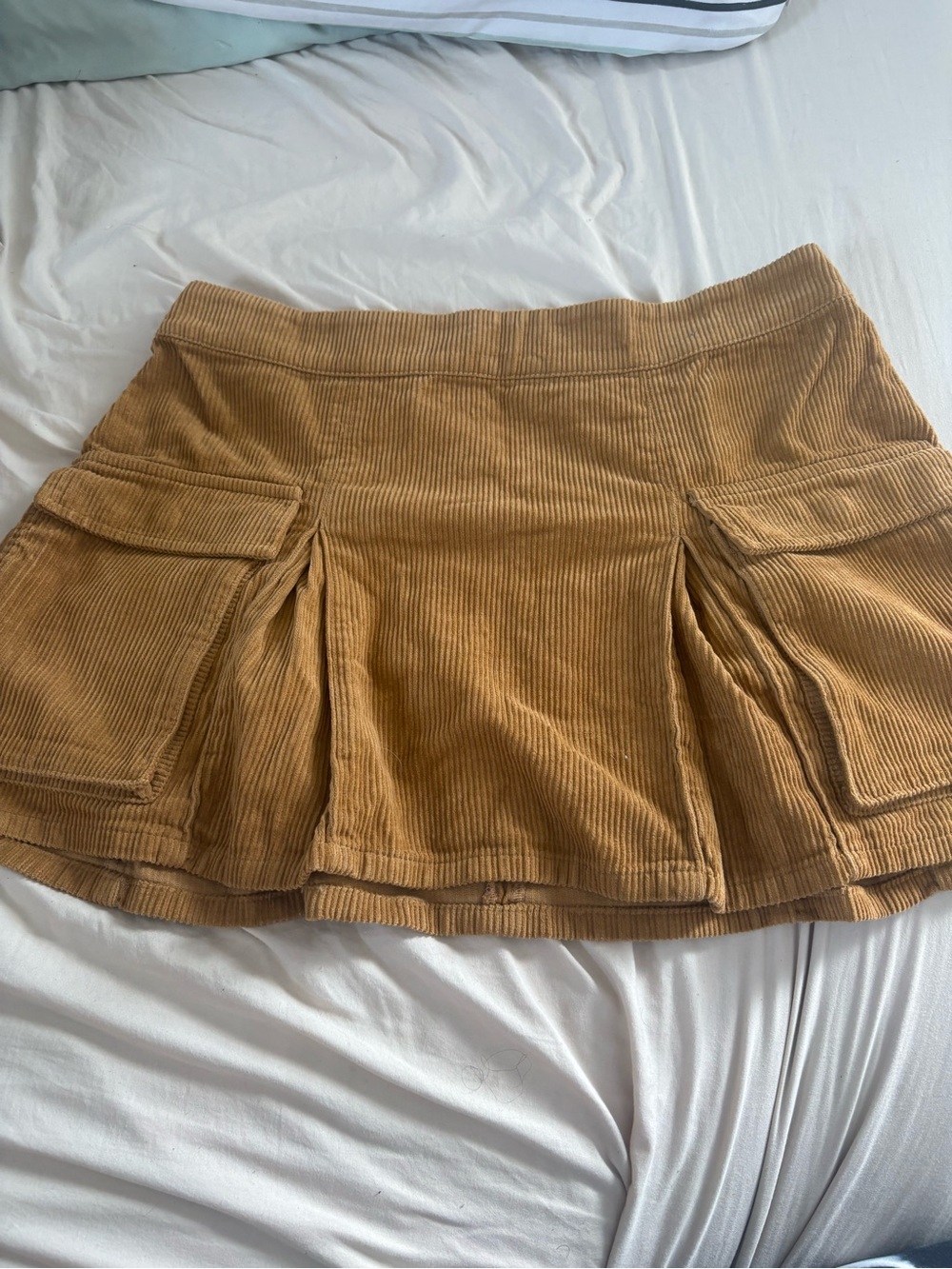 wild fable Camel Corduroy Pleated Cargo Mini Skirt